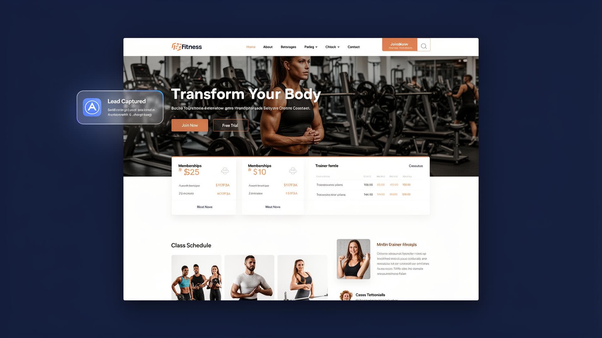 Gym & Fitness website mockup