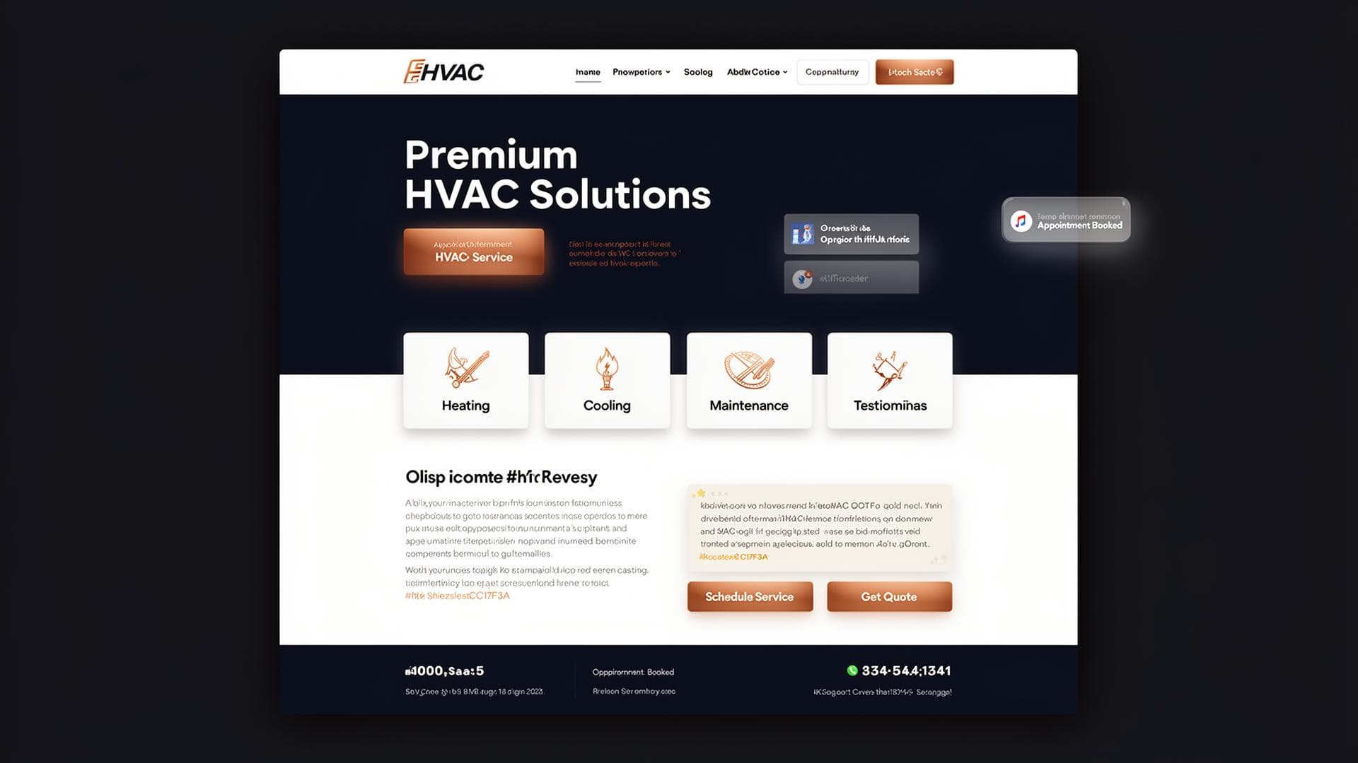 HVAC website mockup